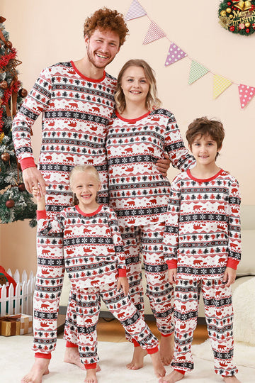 Conjunto de pijama a juego con estampado navideño Fmaily en blanco y negro